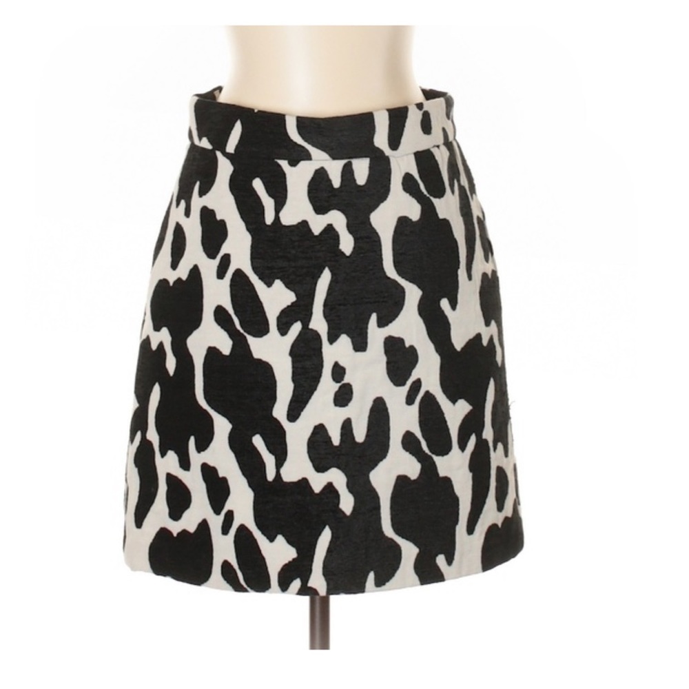 NWT Zara Cow Print Jacquard  A Line Mini Skirt Women Size S Small